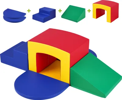 Produktbild von SucceBuy Kletterspielzeug für Kleinkinder, 5-teiliges Indoor-Softplay-Set mit Tunnel, Treppe und Rampe, Schaumstoff-Kletterausrüstung für Kinder, leicht zu reinigen, ideal für Vorschulkinder, sortiert