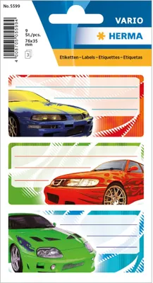 Produktbild von HERMA Buchetiketten "Tuning" 76 x 35 mm 3 Blatt à 3 Etiketten