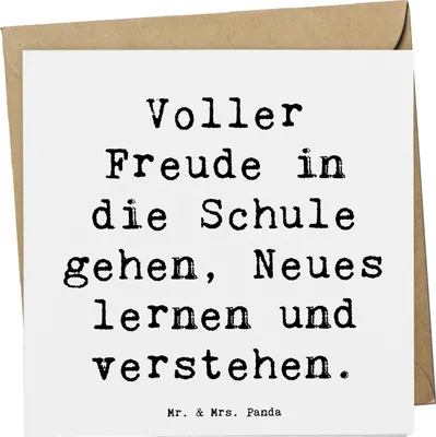 Produktbild von Mr. & Mrs. Panda Glückwunschkarte Spruch Schulanfang Freude - Weiß - Geschenk, Grußkarte, Trost, Selbstvertrauen, Zuversicht, Neues lernen, Schulkinder, faltkarte