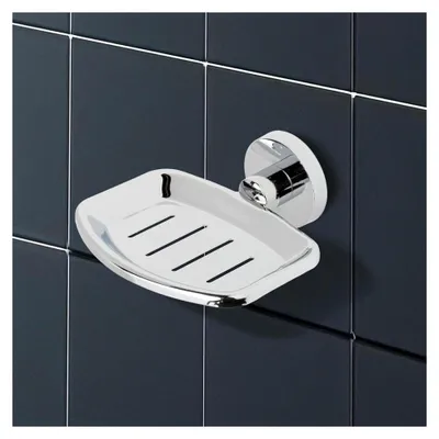 Produktbild von Selbstklebende Seifenschale aus Metall – Bohrfreie Montage – Modernes Design für Badezimmer, Dusche und Küche
