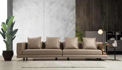 Produktbild von Viersitzer Beige Sofa 4 Sitzer Modern Kunstleder JVmoebel