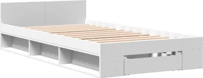Obrázok produktu pre Posteľný rám so zásuvkou biely 90x200 cm kompozitné drevo