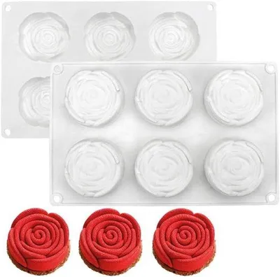 Produktbild von Silikonmousse-Kuchenform für das Backen von Desserts mit 6 Rosen - DIY Schokoladen Seifenkerze