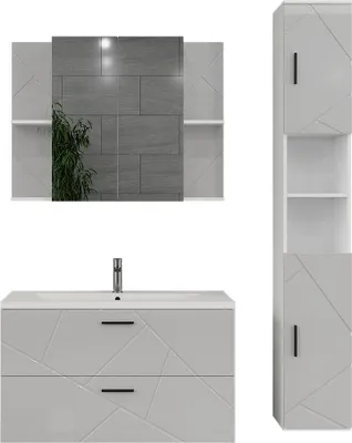 Immagine prodotto di Set di mobili da bagno Vicco Irma Bianco/bianco lucido 4 parti, Model 56339