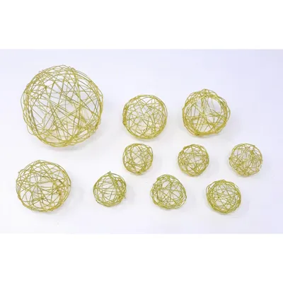 Produktbild von DRAHT-BÄLLE 10er Set, 1x8cm + 3x5cm + 6x3cm Tischdekoration WEISSGOLD