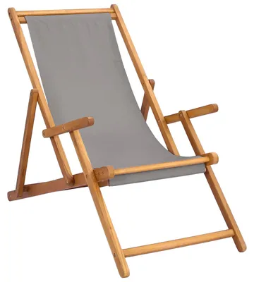 Produktbild von vidaXL Liegestuhl Hellgrau Massivholz Teak