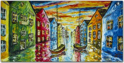 Produktbild von Coloray Bild aus Leinwand 140x70 Leinwand Dekoration - Häuser