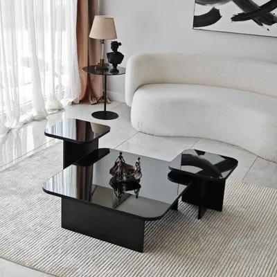 Immagine prodotto di Pagliara - Tavolino da Salotto, 80x80x30h cm Nero, Effetto Lucido