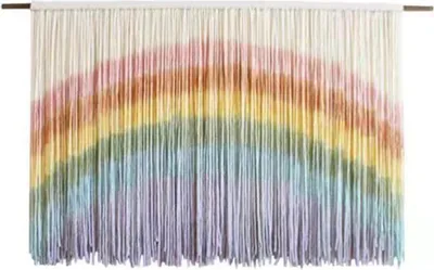 Produktbild von Handgewebter Regenbogen Wandteppich, Nordischer Stil, 42x70 cm, Boho Dekor