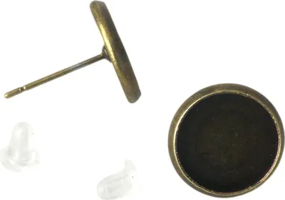 30 Ohrstecker mit Fassung, 14 x 12 mm, altmessing