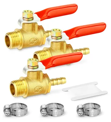 Immagine prodotto di Set di 3 mini valvole a sfera in ottone con fascette per tubi