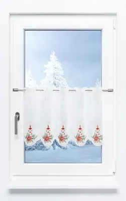 Produktbild von Scheibengardine Plauener Spitze - Adventslicht  (Bx H) 48cm * 42cm rot/Rot