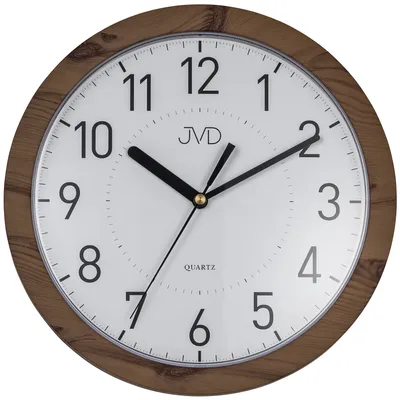 Produktbild von JVD H612.19 Wanduhr Quarz analog rund leise ohne Ticken Holz-Optik