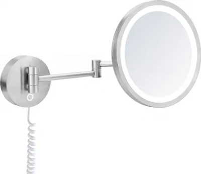Produktbild von DEUSENFELD KL100CTEG - Echt Edelstahl Premium XL LED Kosmetikspiegel, CTT - stufenlos einstellbarer Farbton von 2700-6500K, LED Touch-Control, 10x Vergrößerung, Ø25cm, verdeckte Befestigung, SS304 matt gebürstet