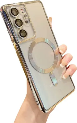 Image de Housse pour Samsung Galaxy S21 Ultra 5G avec Magsafe et protection pour appareil photo, Magnétique Ultra Fin Clair Housse de protection Argent