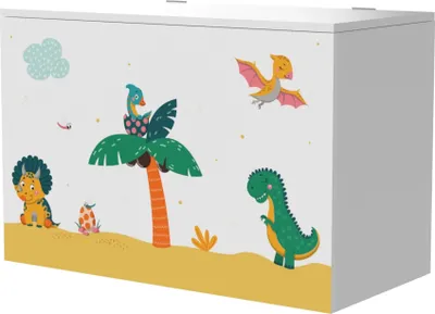 Produktbild von In And OutdoorMatch Spielzeugkiste Milo – Box für Spielzeug – 40 x 60 x 30 cm – Dinosaurier-Motiv – für Jungen – für Mädchen