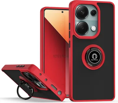 Produktbild von Hülle für Xiaomi Redmi Note 13 Pro 4G Ring Halter Ständer Matte Transluzent TPU Bumper Stoßfest Schutzhülle Rot