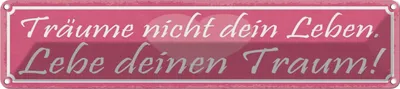 Produktbild von vianmo Blechschild 10x46 cm träume nicht dein Leben lebe Spruch Zitat