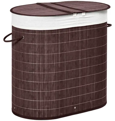 Produktbild von Wäschekorb Wäschesammler, 100L Fassungsvermögen, abnehmbarer Deckel, 38 cm x 38 cm x 57 cm, Braun