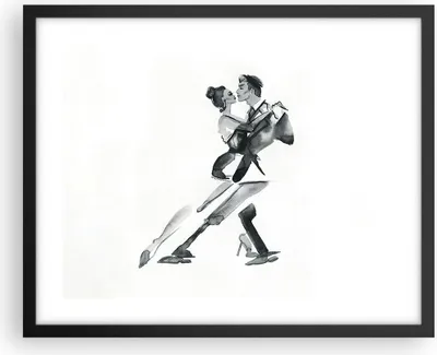 Produktbild von Gerahmtes Poster - Schwarzer Rahmen - Tango Zeichnen Schwarzweiß - 50x40 cm - Wand Bild - Wanddeko - Wandbilder - Wandposter - Bilderrahmen - Bilder - Kunstdruck - Wandbild - P2BAA50x40-4300