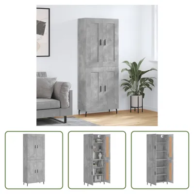 Produktbild von The Living Store Highboard Betongrau 69,5x34x180 cm Holzwerkstoff