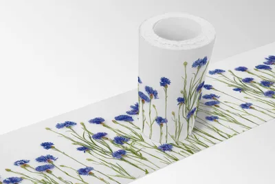 Produktbild von Selbstklebende Bordüre - Tapetenbordüre Wandbordüre - Blaue Blumen - Wandtatto für Wände, Möbel, Decken, Tapeten - Wiesenblumen - auf 5,00 m x 0,15