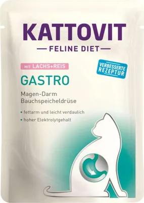 Produktbild von Kattovit - Feline Diet Pouchbeutel Gastro 24x85g | Lachs & Reis