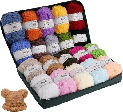 Produktbild von Famanu Handstrickgarn Set 20 Farben - Baumwolle-Acryl-Wolle mit Tragetasche für Häkeln und Basteln