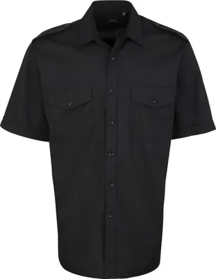 Produktbild von Premier - Pilotenhemd für Herren  kurzärmlig PC6721 (39,5 cm) (Schwarz)
