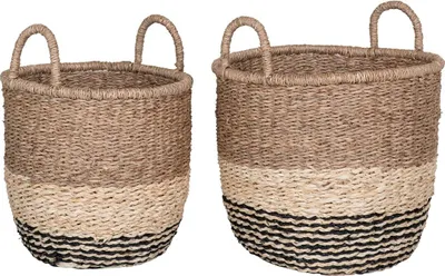 Imagen del producto de Cesta decorativa de materiales naturales, 28x28x28 cm, para almacenamiento