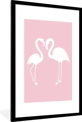 Produktbild von MuchoWow® MuchoWow® Gerahmtes Poster Rosa - Herz - Flamingo 60x90 cm - Poster mit zchwarzem Bilderrahmen - Dekoration - Wandposter Wohnzimmer - Hochwertig
