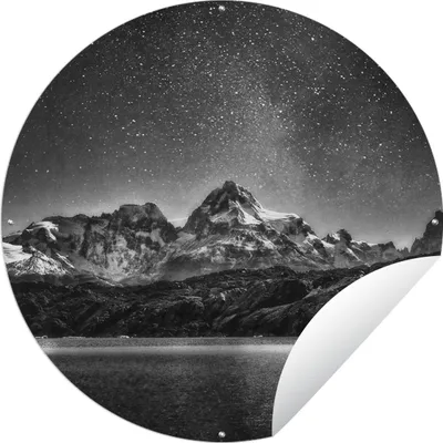 Produktbild von MuchoWow® Gartenposter Outdoor-Poster Rund Sternenhimmel - Berg - Nacht Ø 90 cm Gartendeko Rundes Poster draußen