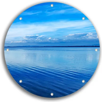 Produktbild von Wallario rundes Outdoor-Poster für Garten oder Balkon, Motiv Blaue Meeresbucht in Italien mit Spiegelung im Wasser, 30 cm Durchmesser