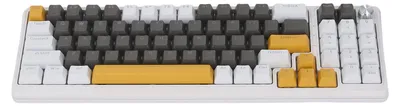 Image de Clavier mécanique de jeu à 78 touches, rétroéclairage RGB, commutateurs bleus, connexion USB filaire, avec molette de réglage du volume, pour PC et ordinateur portable, disponible en jaune, blanc et gris