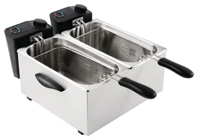 Friteuse, 2 x 3,5 L, Edelstahl, 240x415x429 mm