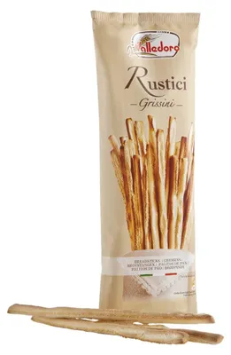 Zdjęcie produktu dla Valledoro Soepstengels Rustici Grissini 100g – Chrupiące włoskie paluszki przekąskowe