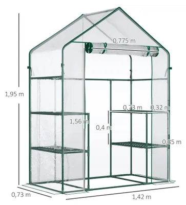 Image de Serre en film plastique - Serre de jardin accessible - 6 étagères - Film PVC - Imperméable - Blanche