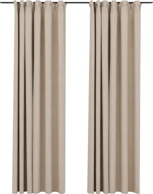 Produktbild von Verdunkelungsvorhänge 2 Stk. Haken Leinenoptik Beige 140x225 cm