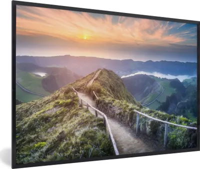Produktbild von MuchoWow® Gerahmtes Poster Berge - Sonne - Natur 90x60 cm - Poster mit Schwarzem Bilderrahmen Wandposter Rahmen Foto Bilder - Fotorahmen - Foto-Plakat