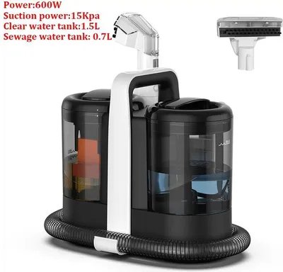 Immagine prodotto di Pulitore portatile per tappeti e tappezzeria - Aspirapolvere portatile - Motore da 600 W - Potenza di aspirazione 15 kPa - Smacchiatore - Serbatoio da 0,6–1 L - Spina UE 220–240 V