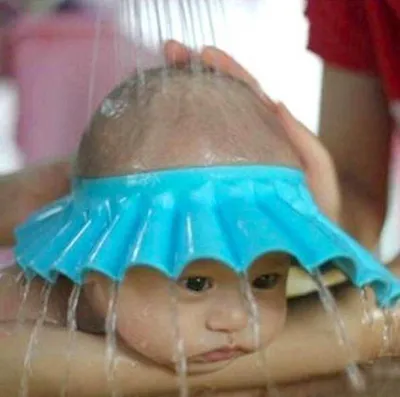 Produktbild von CHPN - Duschhaube - Blau Duschhaube - Duschhaube - Kein Shampoo in die Augen - Babyzubehör - Blau
