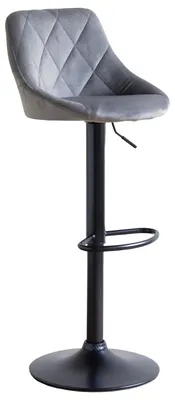 Produktbild von Barhocker aus grauem Samt ROBIN