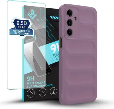 Produktbild von Handy Hülle für Samsung Galaxy A16 / A16 5G mit 9H Displayglas Displayschutz Plus Grip Case Cover Schutzhülle Softgrip Farbe: Violett