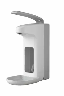 Zdjęcie produktu dla TEMDEX® 119918 Dozownik płynu dezynfekującego i mydła z dźwignią - 500 ml, szary, plastikowy