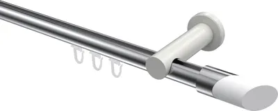 Produktbild von Interdeco Innenlaufstange / Gardinenstange mit Innenlauf Chrom / Weiß, Typ Platon Verano (Schräge Bicolor), 20 mm Ø 1-läufig, 400 cm