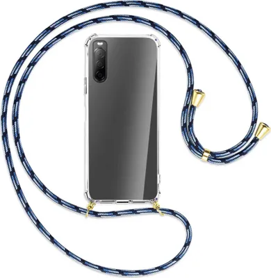 Produktbild von Handykette Backcover-Schutzhülle mit Band (Metall goldfarben) für Sony Xperia 10 II - Blautöne
