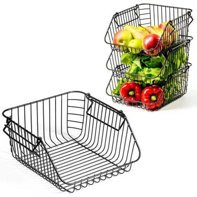 Obrázok produktu pre VILDE Kôš na ovocie Kôš na zeleninu Úložný kôš Drôtený kôš Kontajner Úložná plechovka 29x27x14 cm