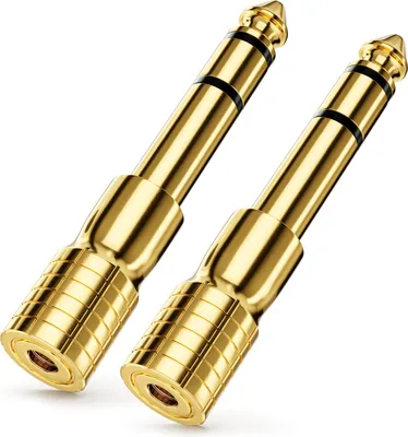 Produktbild von deleyCON Klinke Adapter 3,5mm auf 6,35mm [2 Stück] Klinkenstecker AUX Stereo Audio - vergoldete Kontakte - für Kopfhörer, Lautsprecher, Gitarre, Hifi Verstärker, Keyboard, Mischpult usw.