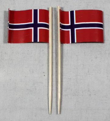 Produktbild von Party-Picker Flagge Norwegen Papierfähnchen in Spitzenqualität 25 Stück Beutel