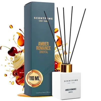 Produktbild von SCENTFUME Raumduft mit Duftstäbchen, Amber, Moschus, Vanillenoten, 110 ml